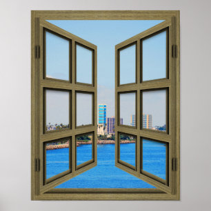 Poster Long Beach Harbour View - 6 Volets Open Window Pos