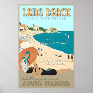 Poster Long Beach Long Island New York South Shore Rétro
