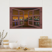 Poster Long Beach Skyline At Night Ouvrir la fenêtre Post (Cuisine)