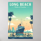 Poster Long Beach Vintage (Devant)
