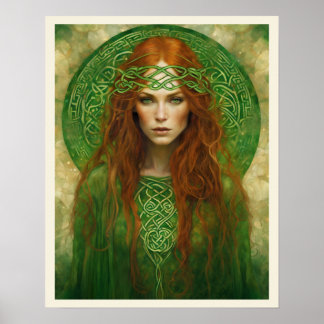 Poster Long Cheveux Rouge Vert Céleste Knot Headband Femm