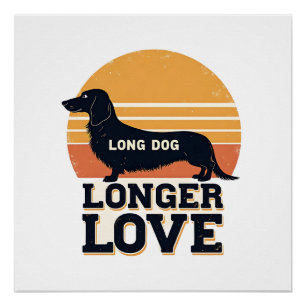 Poster Long Chien Amour Plus Long Vintage Dachshund Couch