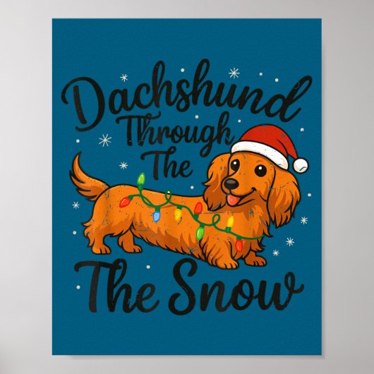 Poster Long Hair Dachshund Through Snow Christmas Pajamas (Devant)