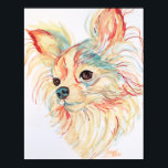Poster Long Haired Chihuahua Pop Art<br><div class="desc">Cette affiche d'art pop est d'un chihuahua aux cheveux longs. C'est un dessin original de l'artiste Carol Zeock.</div>