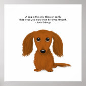 Poster Long Haired Dachshund avec Josh Billings (Devant)