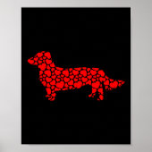 Poster Long Haired Dachshund Chien mignon Silhouette Coeu (Devant)