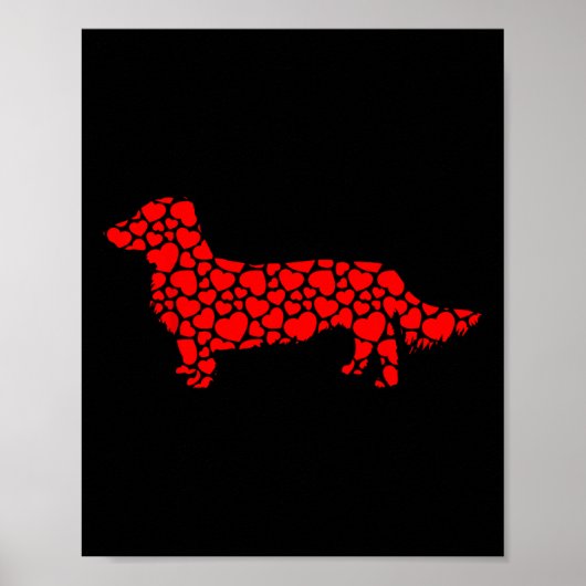 Poster Long Haired Dachshund Chien mignon Silhouette Coeu (Devant)