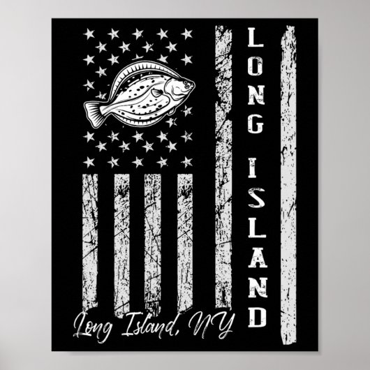 Poster Long Island Ny pour les pêcheurs de Fluke (Devant)