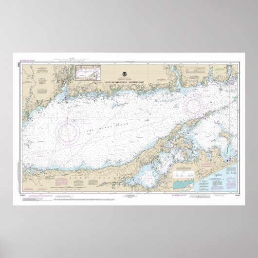 Poster Long Island Sound Partie Est Carte Nautique (Devant)