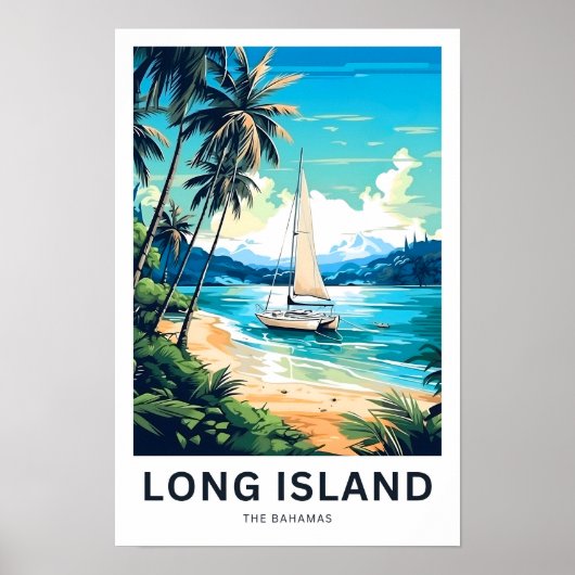 Poster Long Island The Bahamas Travel Print (Devant)