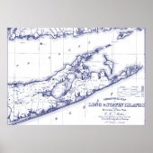 Poster Long Island The Hamptons Map VC (Devant)
