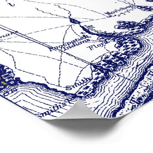 Poster Long Island The Hamptons Map VC (Coin)