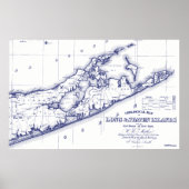 Poster Long Island The Hamptons Map VC (Devant)