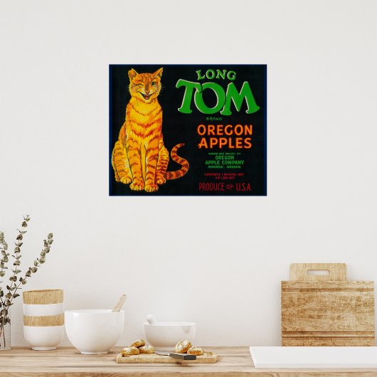 Poster Long Tom Apple Crate Label Monroe, OU (Cuisine)