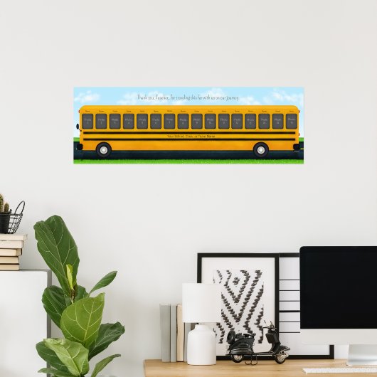 Poster Long Yellow School Bus 16 Photo Custom Keepsaké (Bureau à domicile)