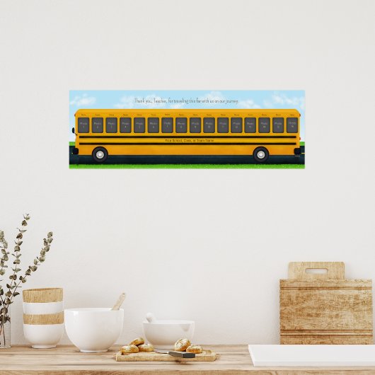 Poster Long Yellow School Bus 16 Photo Custom Keepsaké (Cuisine)