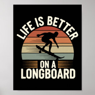 Poster Longboard en descente Skate street Tricks de skate