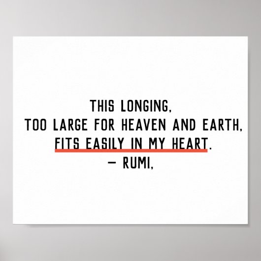 Poster Longer dans mon coeur Rumi Citation murale Impress (Devant)