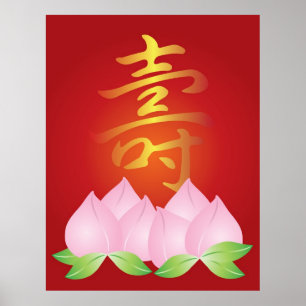 Poster Longévité Illustrati de calligraphie de caractère