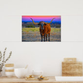 Poster Longhorn au coucher du soleil (Cuisine)