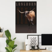 Poster Longhorn Power avec texte -40x60 - ou plus (Bureau à domicile)