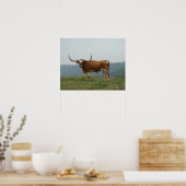 Poster Longhorn Steer dans les Ozarks- choisir la taille  (Cuisine)