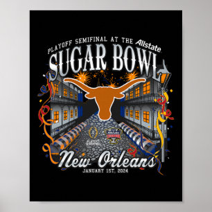 Poster Longhorns Sugar Bowl 2024 Cfp Semi-Football Nola