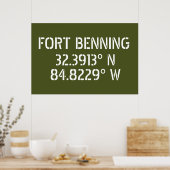 Poster Longitude de la latitude de Fort Benning (Cuisine)