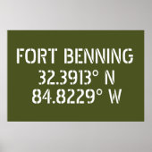Poster Longitude de la latitude de Fort Benning (Devant)