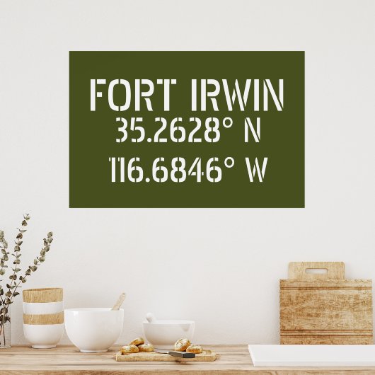 Poster Longitude de la latitude de Fort Irwin (Cuisine)