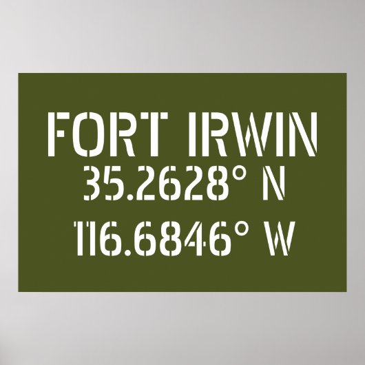 Poster Longitude de la latitude de Fort Irwin (Devant)