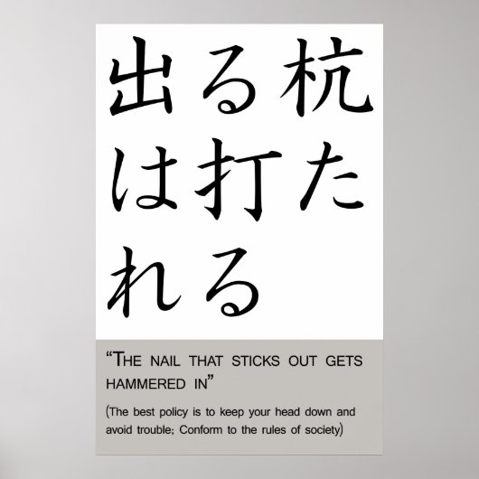 Poster L'ongle qui sort se fait marteler (Devant)