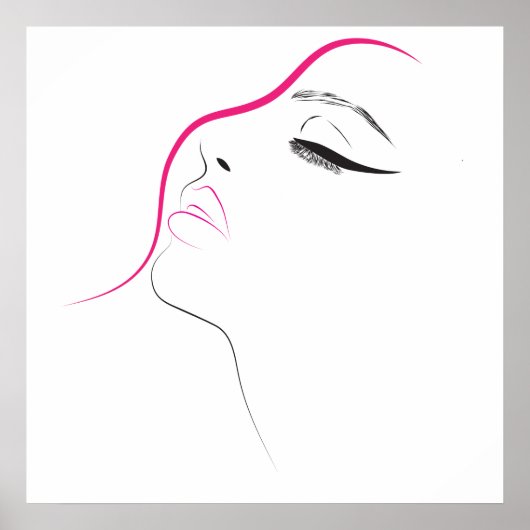 Poster Longues cils oeilleur Lash Extensions rose Noir (Devant)