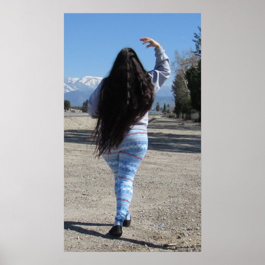 Poster Longueur Classique Cheveux et neige sur les montag (Devant)