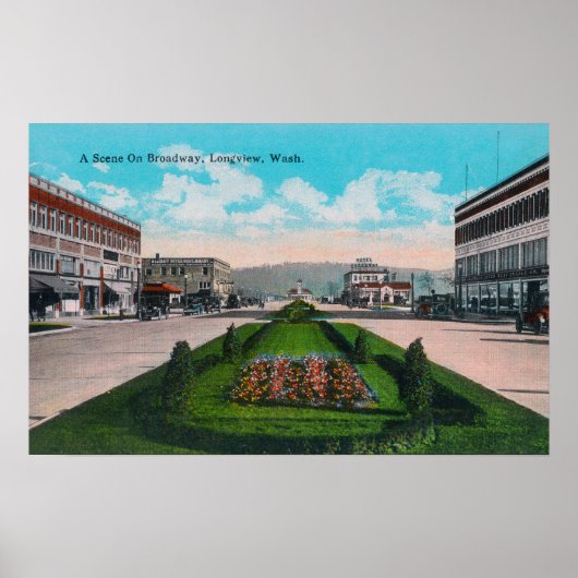 Poster Longview de la scène de Broadway, WA (Devant)