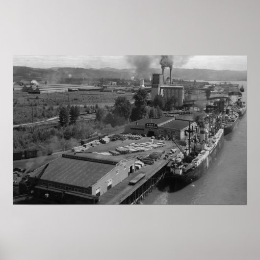 Poster Longview, WA - Vue de port depuis l'air (Devant)