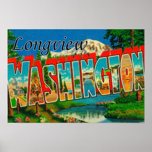 Poster Longview, Washington - Scènes de grandes lettres (Devant)