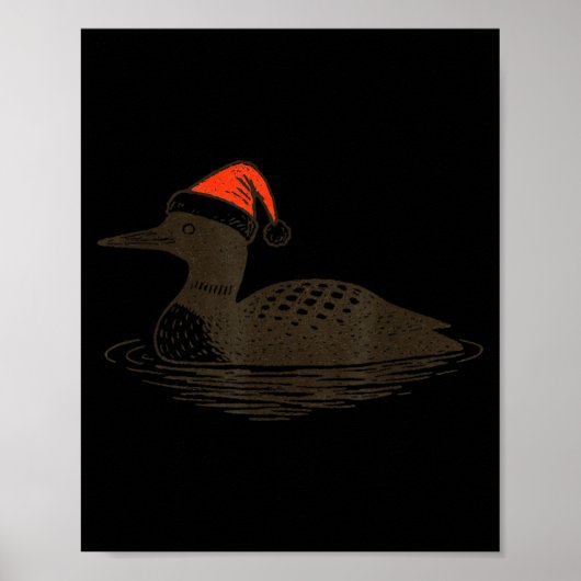 Poster Loon Lover Santa Hat Christmas Bird Watching Xmas  (Devant)
