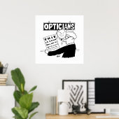 Poster L'opticien présente sa facture. Dessin animé drôle (Bureau à domicile)