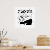 Poster L'opticien présente sa facture. Dessin animé drôle (Cuisine)