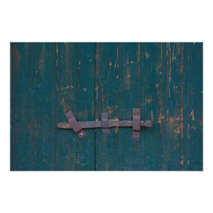 Poster Loquet de porte rouillé sur porte verte