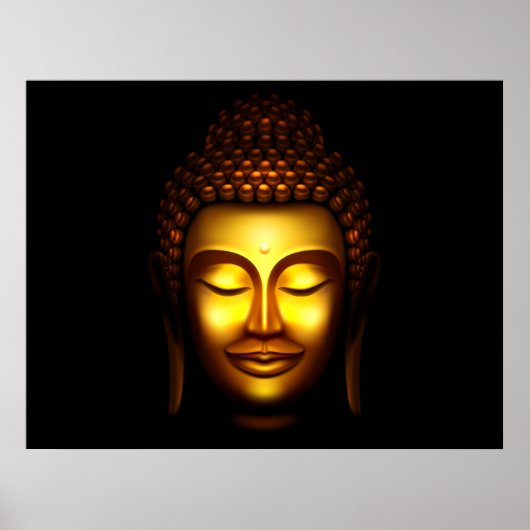 Poster Lord Bouddha souriant or et noir (Devant)