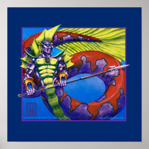 Poster Lord d'Atlantis sur imprimé bleu