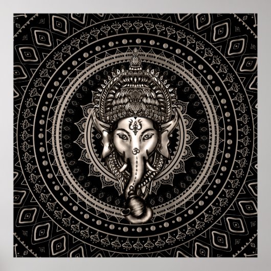 Poster Lord Ganesha - Sepia Black (Devant)