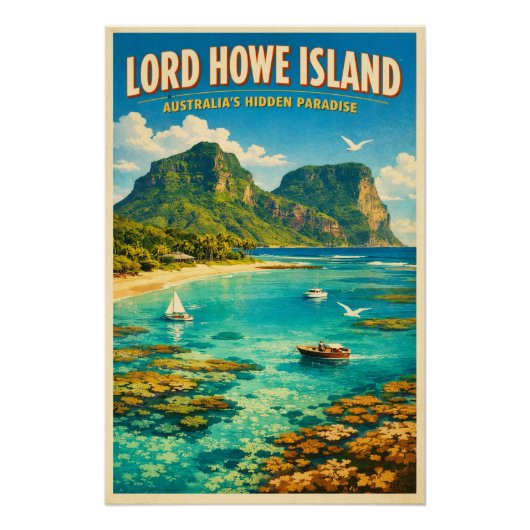 Poster Lord Howe Island, Australia, in a classic retro (Devant)