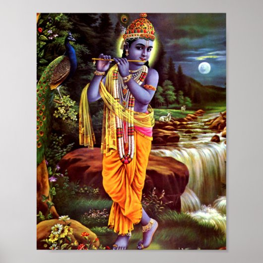 Poster Lord Krishna avec Flute Hindu Dieu (Devant)