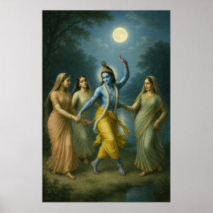 Poster Lord Krishna Rāsleela Danse Divine de l'Amour