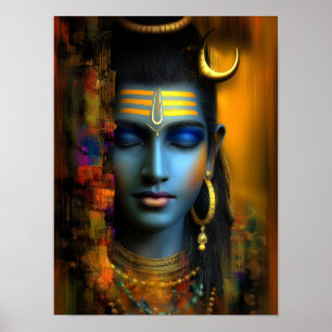 Poster Lord Shiva Imprimer : Art Visionnaire Abstrait Mod