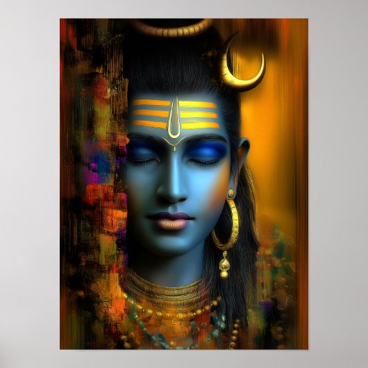 Poster Lord Shiva Imprimer : Art Visionnaire Abstrait Mod (Devant)
