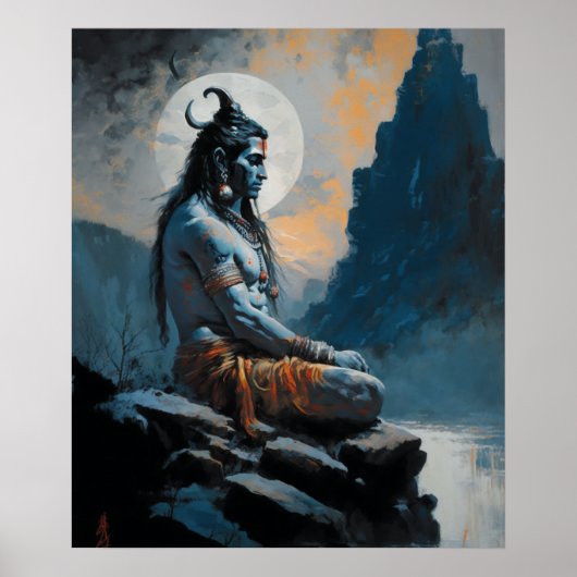 Poster Lord shiva méditation, chauffage au foyer, cadeau, (Devant)